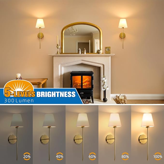 NIORSUN 19.9 inch Battery Operated Wall Sconce Set of 2, 10 Colors Wireless - Image 5