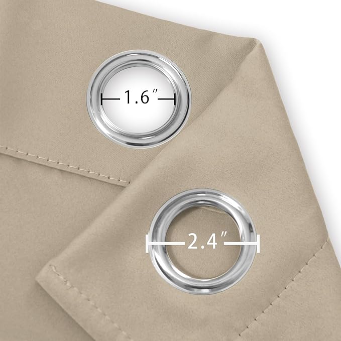 LEMOMO Khaki Blackout Curtains 66 x 63 Inch Length/Set of 2 Curtain - Image 5