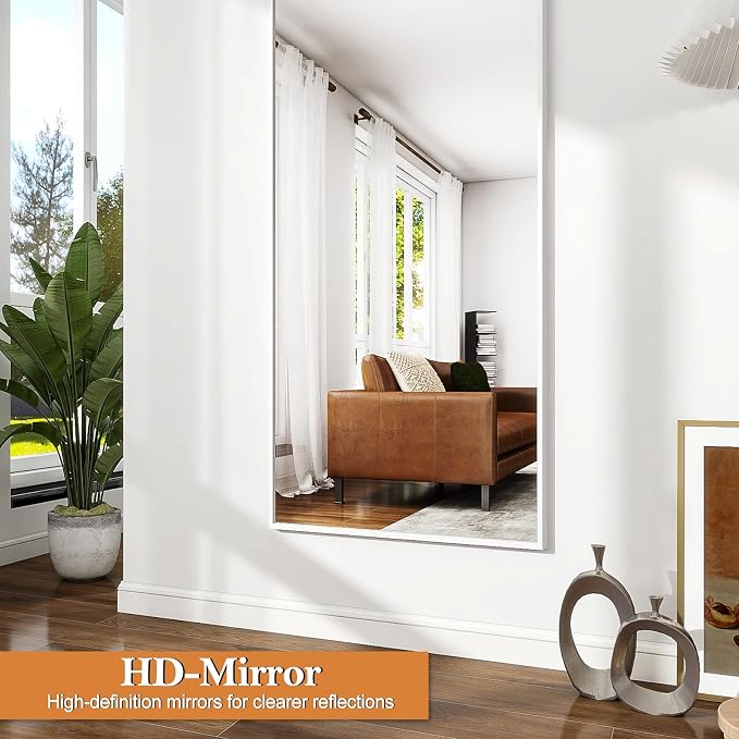 Rowjut Floor Mirror Arched Full Length Mirrors, Living Room, Aluminum Frame - Image 7