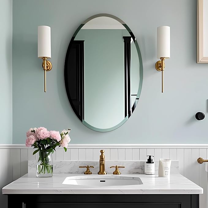 Oval Mirror Frameless Bathroom Mirror by Ruomeng