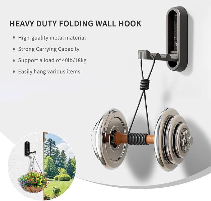 2PCS Foldable Wall Hooks, Flip Down Design - Image 3