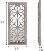 Set of 2 13x30 Inch Large Brown Shatterproof Carved Floral Wood Frame Wall - Image 2