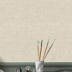 SHUFA Gray Beige Cotton-Like Textured Grasscloth Wallpaper Matte Thick Real - Image 3