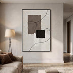 Extra Large Framed Neutral Abstract Wall Art, Vertical Modern Canvas Prints - Image 2