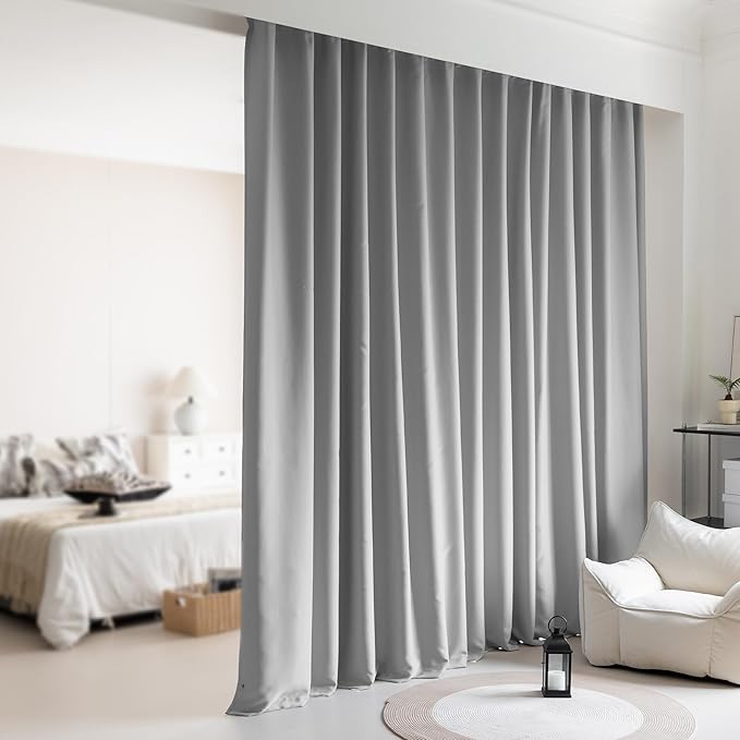 Room Divider Curtains, Back Tab Extra Wide Theater Curtains by KNEOQIT