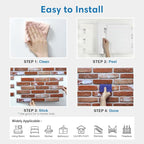 COMSTICKC 3D Red Faux Brick Wall Panel Peel and Stick Wall Covering, 3D Brick - Image 8