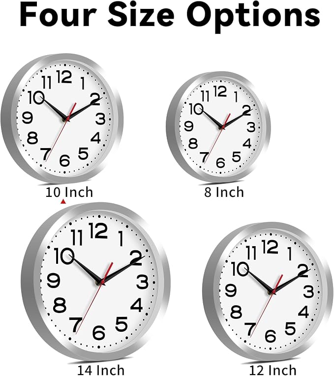 Roymnie Wall Clock Silent Non-Ticking Modern Clock Battery Operated 10 Inch - Image 5