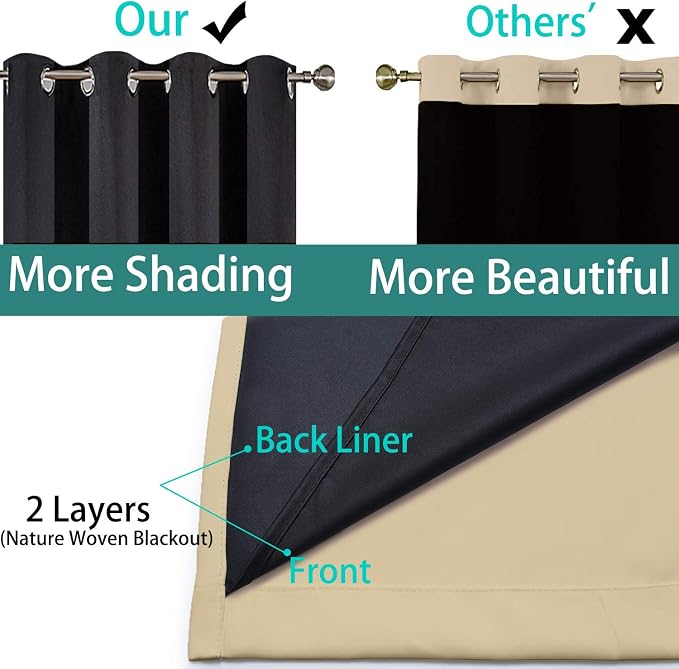 Yakamok Beige 100% Blackout Curtains - Image 5