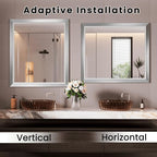 Amorho Bathroom Mirror, 28x32 Inch Silver Thick Metal Framed Wall Mirrors - Image 5