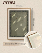VIYYIEA Framed Wall Art for Living Room, Cranes Canvas Prints, Vintage Home - Image 2
