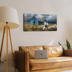 Farmhouse Barn Wall Art Cow Pictures Wall Decor Rustic Blue Barn Landscape - Image 5