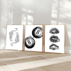 BOKPEN Trendy Black and White Leopard Canvas Wall Art, Funky Y2k Lucky 8 Ball - Image 3