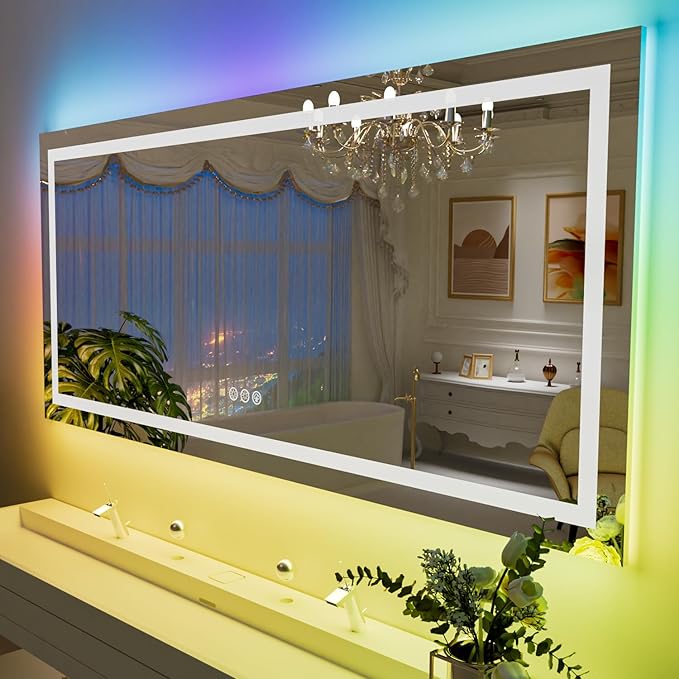 LOAAO 55”X36“ RGB LED Bathroom Mirror - Image 2