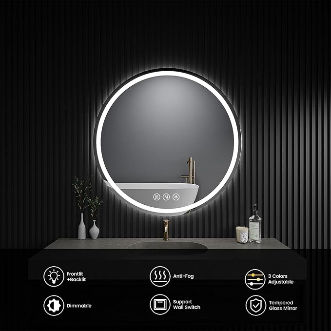 LED Bathroom Mirror 24 Inch Round Bathroom Mirror - Image 7