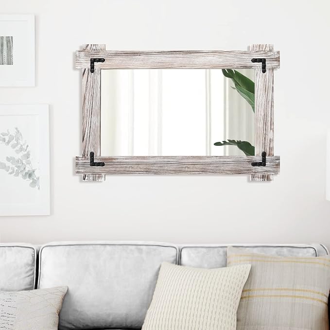 MeMoreCool White Farmhouse Bathroom Mirror, 30x20 Inch White Wood Framed Wall - Image 8