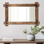 MeMoreCool 36x24 Farmhouse Rustic Wood Framed Bathroom Mirror, 24x36 Inch Wall - Image 4