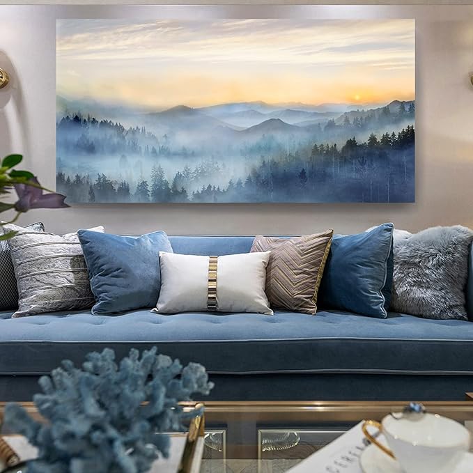 Wall Decor for Living Room Sunrise Misty Forest Print Picture Paintings Wall - Image 4