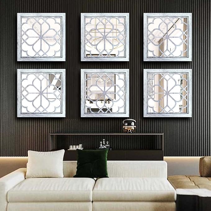 Wocred Set of 4 Mirrors Square Wall Mirror, Gorgeous Rustic Farmhouse Accent - Image 6