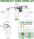 DORESshop 17 Inch Bathroom Light Fixtures, 3-Light Nickel Bathroom Lighting - Image 5