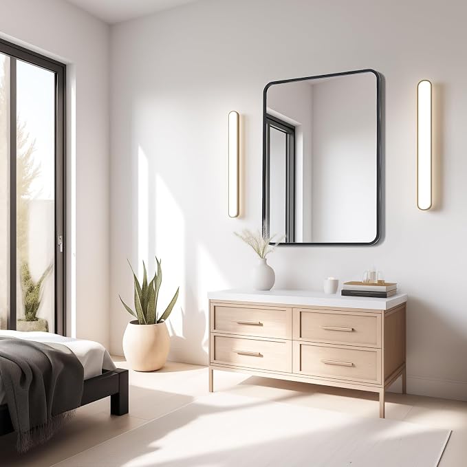 USHOWER Black Bathroom Mirror for Over Sink 22 x 30 Inch, Matte Black Rectangle - Image 7