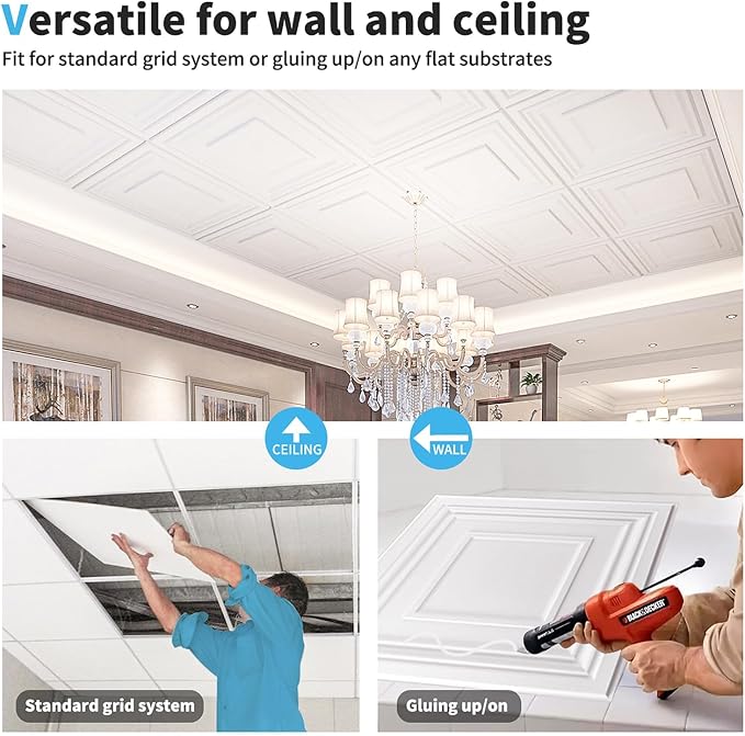 Art3d 48 Pack PVC Ceiling Tiles 24x24 Inches Waterproof Drop Ceiling Tiles/Wall - Image 7