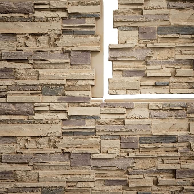 EverStone Cascade Faux Stone Panel, 48 5/8"W x 24 3/4"H x 1 1/4"D, Adobe Color - Image 9
