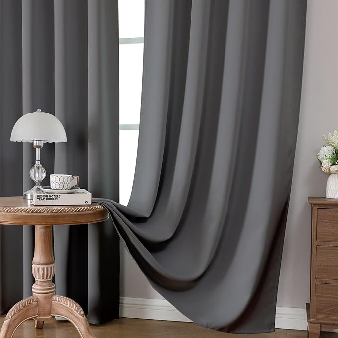 CUCRAF Light Grey Blackout Curtains 84 inch Length 2 Panels Set, Rod Pocket - Image 5
