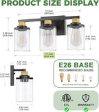 DORESshop 17 Inch Bathroom Light Fixtures, 3-Light Black & Rope Bathroom - Image 5