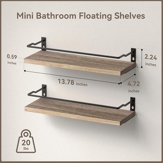 RICHER HOUSE Bathroom Shelves, Guard-Rail Floating Shelves - Image 3