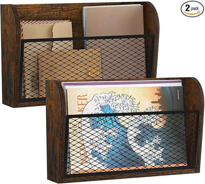 YINMIT 2 Packs Wall File Organizer-Holder, Hanging File Organizer, Wall Mounted by YINMIT