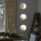 3 Set 9.5 Inch Gold Circle Mirrors Wall Decor Iron Frame Wire Mirror Metal - Image 4