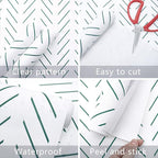 Erfoni Green and White Peel and Stick Wallpaper Herringbone Contact Paper - Image 6