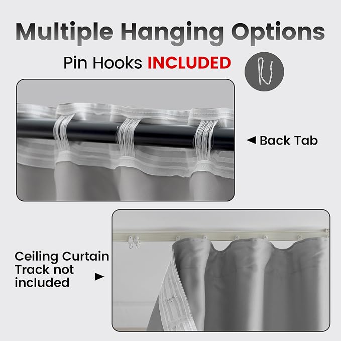 Room Divider Curtains, Back Tab Extra Wide Theater Curtains - Image 2
