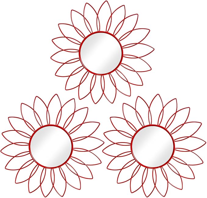 3 Pack Metal Mirrors for Wall Sunburst Wall Mirrors Home Décor Decorative by Uaussi