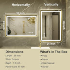 24''x36'' Gold Framed LED Bathroom Mirror - Image 7