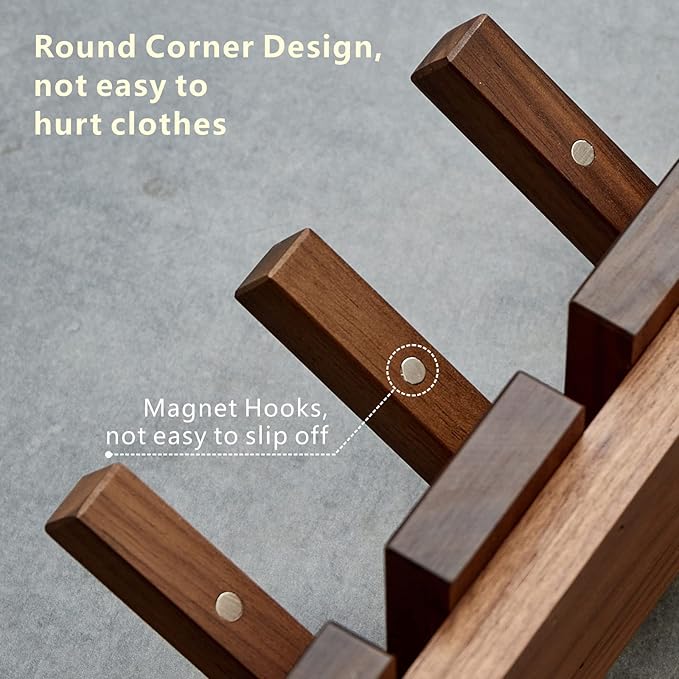 QUELLANCE Wooden Coat Hooks Wall Mounted, Coat Rack Hanger Wall Mount - Image 2