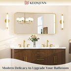 Keonjinn Gold Bathroom Mirrors for Over Sink 48” x 24” Large Brushed Brass - Image 2