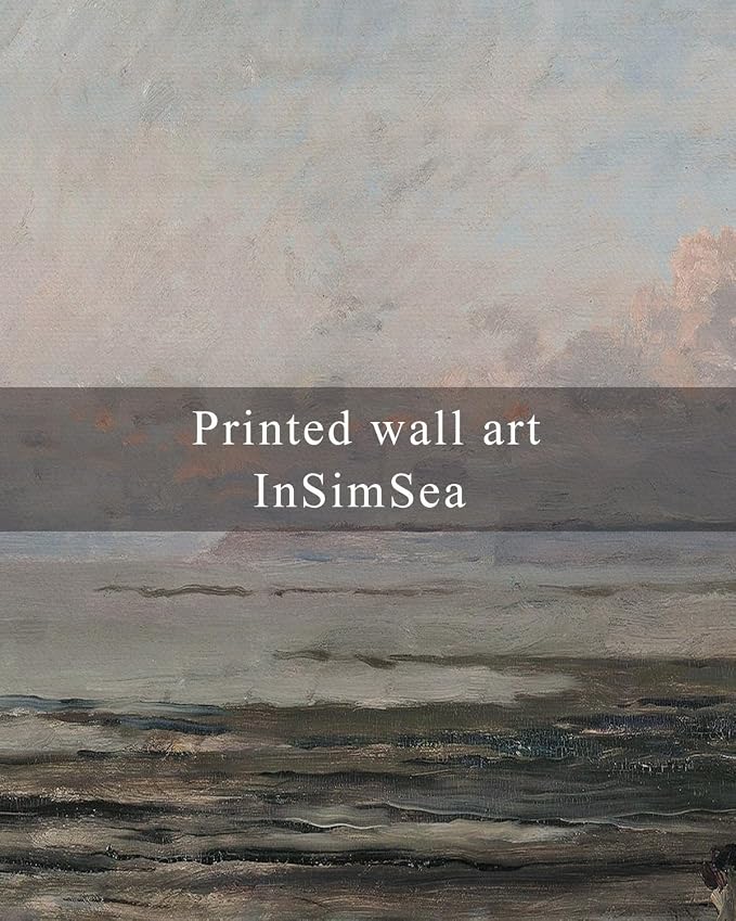 InSimSea Framed Canvas Wall Art, Vintage Coastal Landscape Painting, Rustic - Image 7