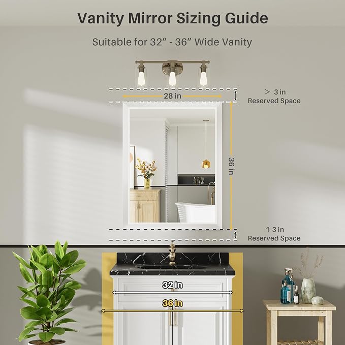 28x36 Inch White Bathroom Mirror - Image 2