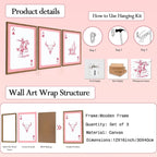 Set of 3 Western Cowgirl Wall Art Pink Bull Skull Wall Decor Painting - Image 3