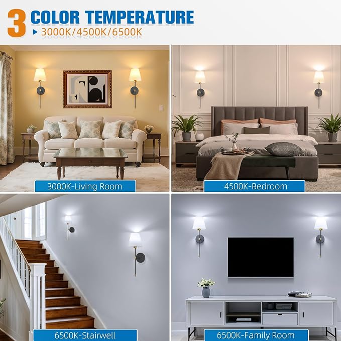 NIORSUN Battery Operated Wall Sconce Set of 2, 9 Colors Wireless Wall Lamps - Image 3