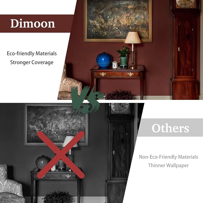 Dimoon 394"x17.7" Peel and Stick Wallpaper Dark Red Contact Paper - Image 8
