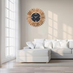 Honiway 16 Inch Wall Clocks, Rustic Wood Boho Sunburst Decorative Wall Clock - Image 3