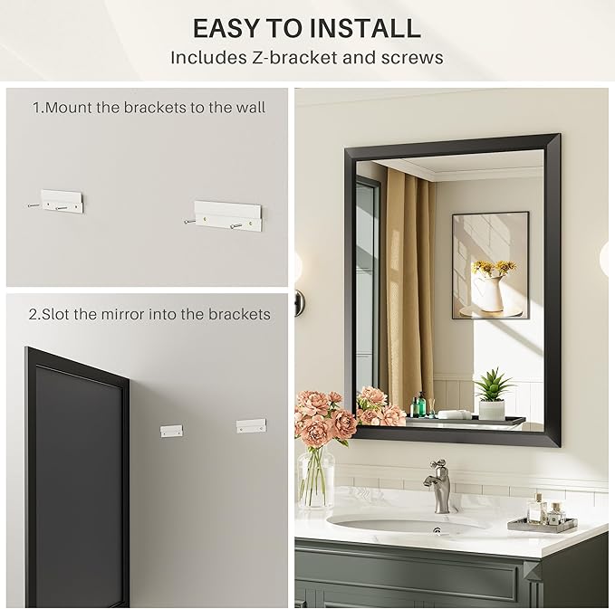 Briivue 36x30 Inch Black Bathroom Mirror - Image 8