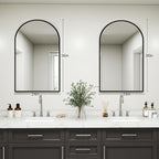 DUMOS Black Metal Arch Vanity Rounded Rectangle Bathroom Mirrors - Image 4
