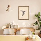 Vintage Framed Wall Art, Birds Canvas Prints, Hummingbird Sketch Painting - Image 8