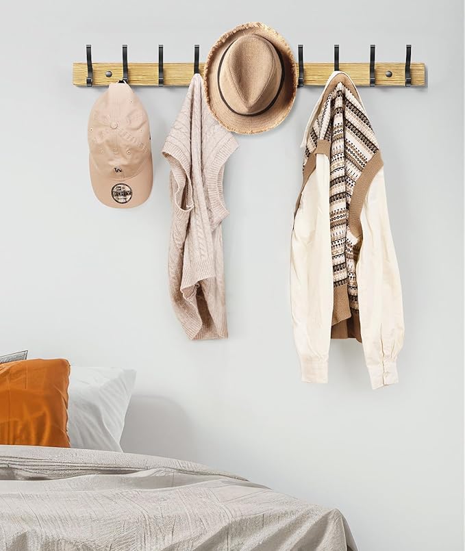 Optish Coat Rack Wall Mount, 16.5 Inches Wood Coat Hooks Wall Mount, Wall Coat - Image 6