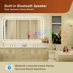 32x55 Inch Gold Framed LED Bathroom Mirror - Image 2