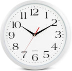 Bernhard Products White Wall Clock Silent Non Ticking, 12 Inch Quality Quartz by BernhardProducts