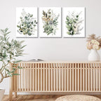 Bwodke Botanical Wall Art Plant Floral Watercolor Canvas Prints Set of 3 Framed - Image 8